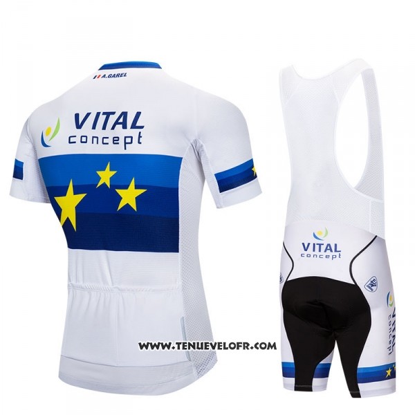 2018 Maillot Ciclismo Vital Concept Blanc Bleu Manches Courtes et Cuissard